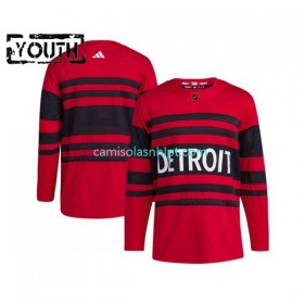 Camiseta Detroit Red Wings Blank Adidas 2022-2023 Reverse Retro Vermelho Authentic - Criança